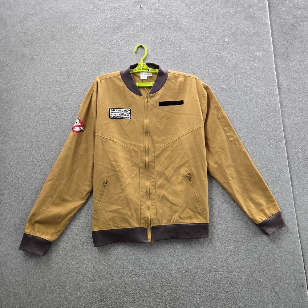 Ghostbusters Men Jacket XL Brown Embroidered Graphic Bomber